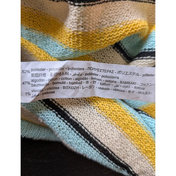 Zara Rustic Halter Neck Mini Dress Blue Yellow Striped Knit Beach Medium - Picture 8 of 9